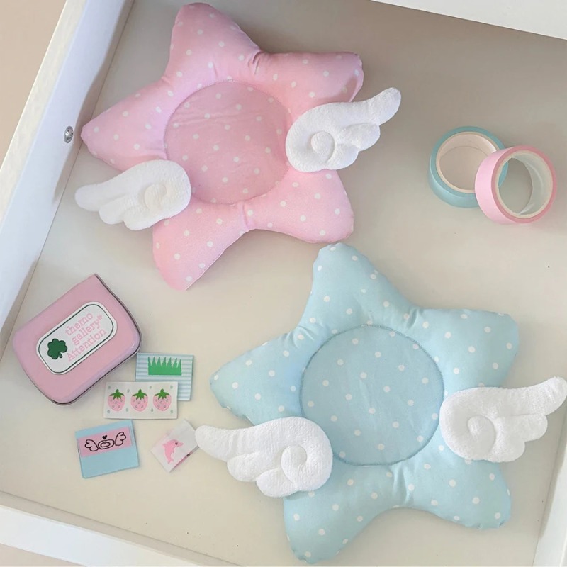 Desk Setup Girl - かわいい水玉模様の断熱コースター厚みのある星の翼カップマット綿滑り止めテーブルマット家の装飾