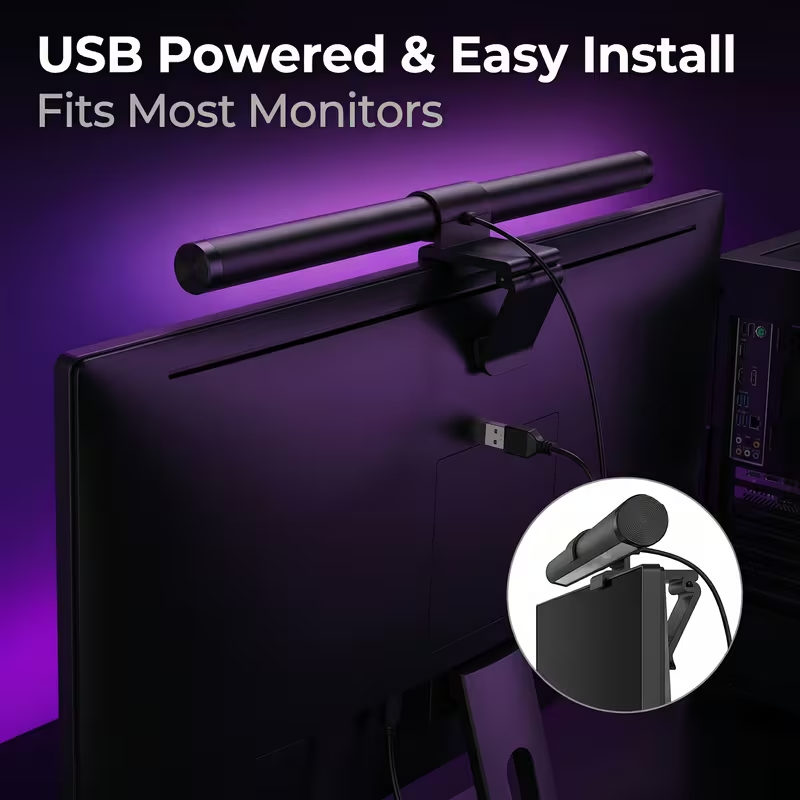 Desk Setup Modern - LED モニターライトバー リモコン付き モニター無段階調光可能スクリーン吊り下げライト コンピュータ学習用 LED