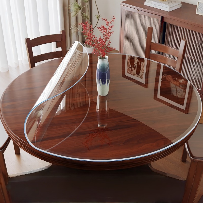 Desk Setup Wallpaper - ラウンドクリア PVC テーブルクロスプロテクター 0.7 ミリメートル防水プラスチックダイニングテーブルカバー透明デスクマット木製家具パッド用