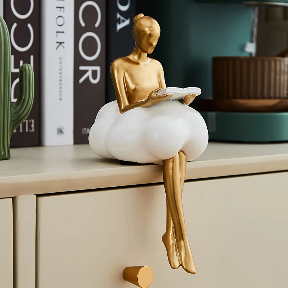 Desk Setup Girl - クラウドガール彫刻抽象アートフィギュア像モダンなテーブル装飾ホーム高級部屋の装飾美的デザイン置物工芸品