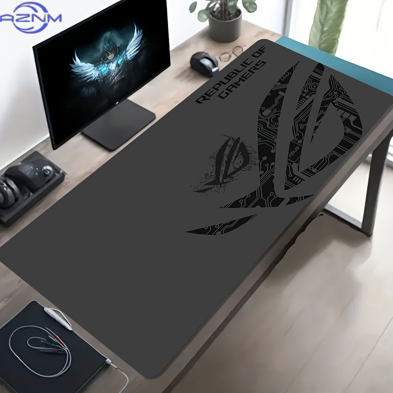 Desk Setup Gear - 大型ゲーミングマウスパッド 1枚 ROG回路基板デザイン 滑り止めゴムベース オフィス・ゲーミングセットアップ用拡張デスクマット PCアクセサリー