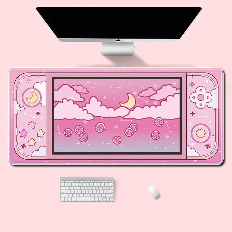 Desk Setup Aesthetic - 月と星大型デスクマットかわいい美的マウスパッドかわいいスカイアートセットアップゲームアクセサリーマウスパッドゲーマーオフィスマット Xxl