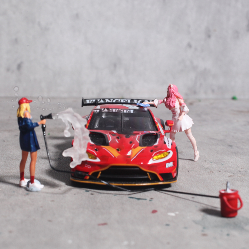 Desk Setup Girl - ミニ洗車と修理ガール 1:64 ミニフィギュアシーン装飾砂テーブル DIY 小さな割合人形