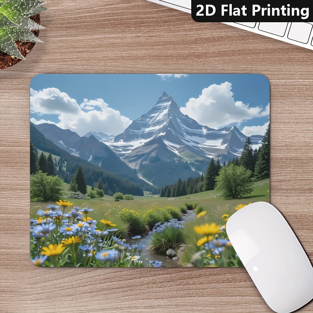 Desk Setup Gear - ゲーミングオフィスノンスリップマウスパッド風光明媚な山の花の風景デスクマットPCコンピュータラップトップアクセサリーゲーマーセットアップ装飾