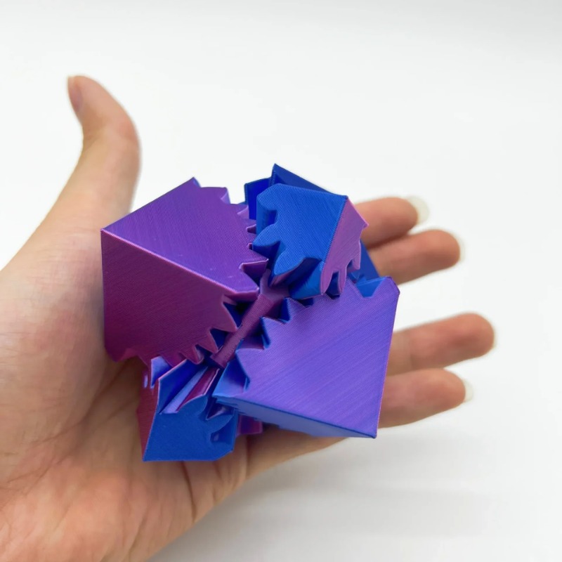 Desk Setup Gear - デスクトップ装飾 3D プリントキューブおもちゃギアボールストレスリリーフキューブ回転ストレスリラックスおもちゃ