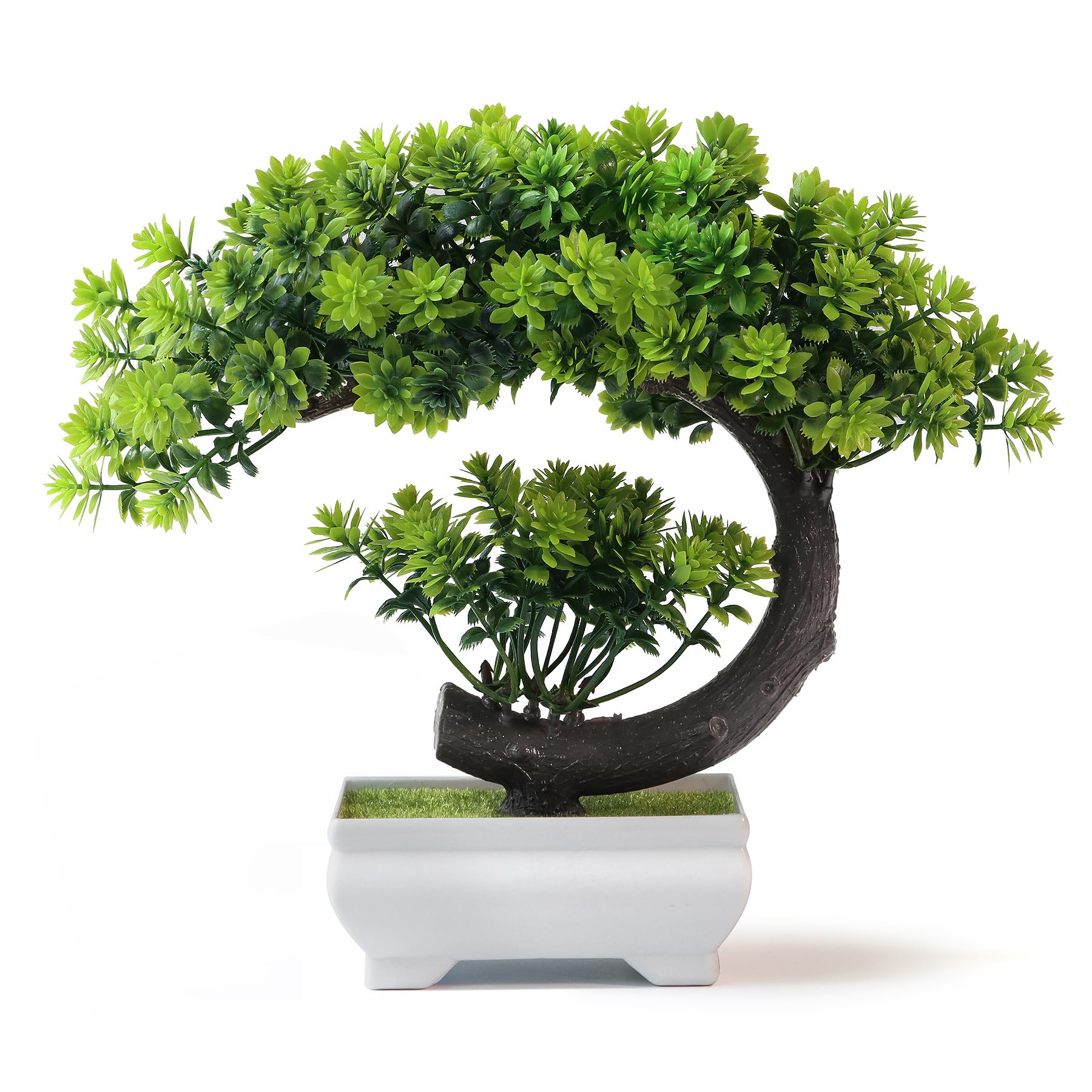 Plant Pot Small Desk - Uflower 小さな人工植物 緑の葉 プラスチック鉢植え盆栽 ホームデコレーション 室内