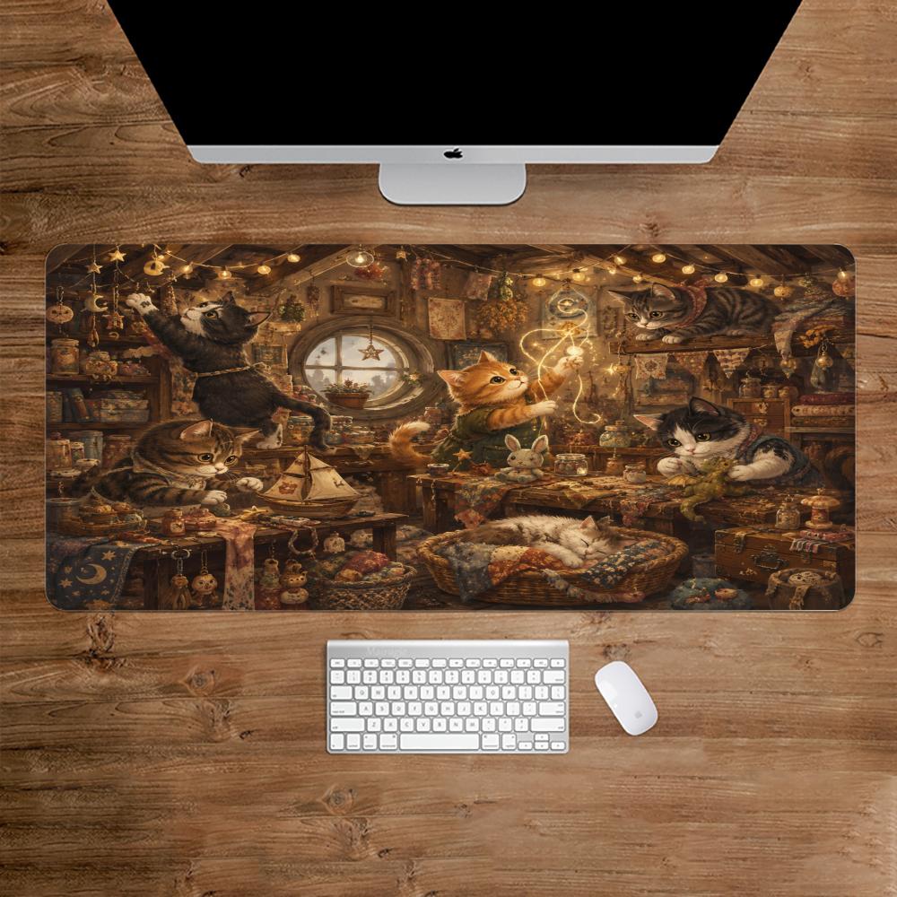 Desk Setup For Studying - 猫マウスパッド滑り止めデスクマット寝室研究ゲームセットアップ用大型デスクパッドゲーマーコンピュータデスクトップ装飾キーボードマット