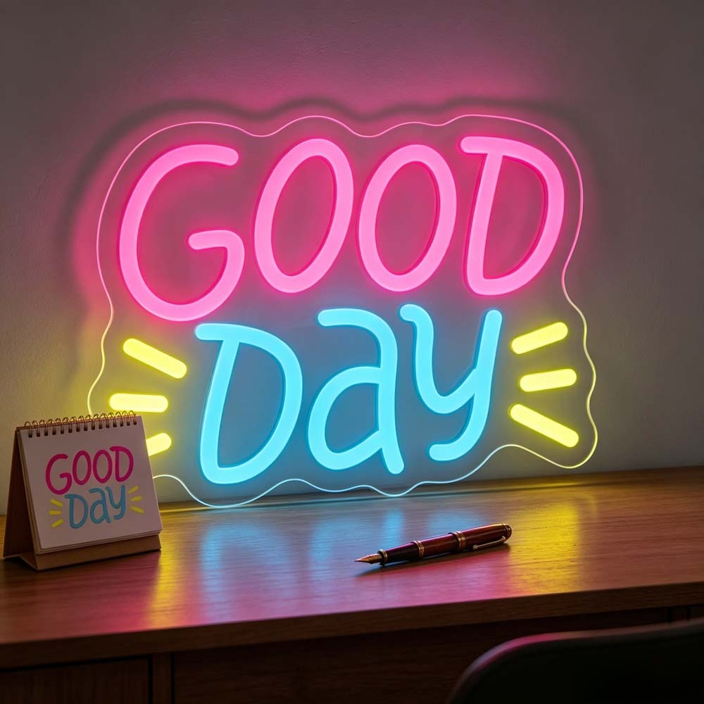Desk Setup Aesthetic - Good Day ネオンサイン LED カラフルなグラデーション RGB