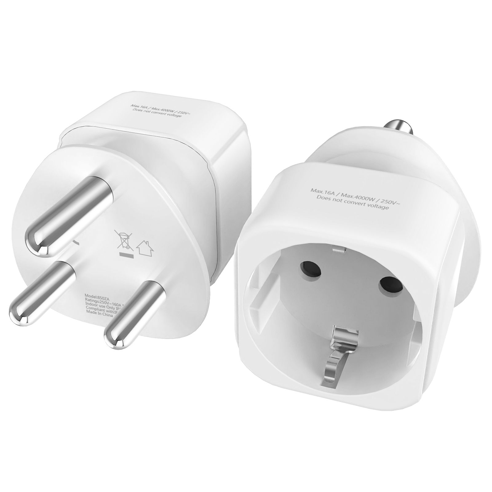 Power Strip Flat - 2 個南アフリカトラベルアダプター、EU から SA 南アフリカプラグアダプタータイプ M