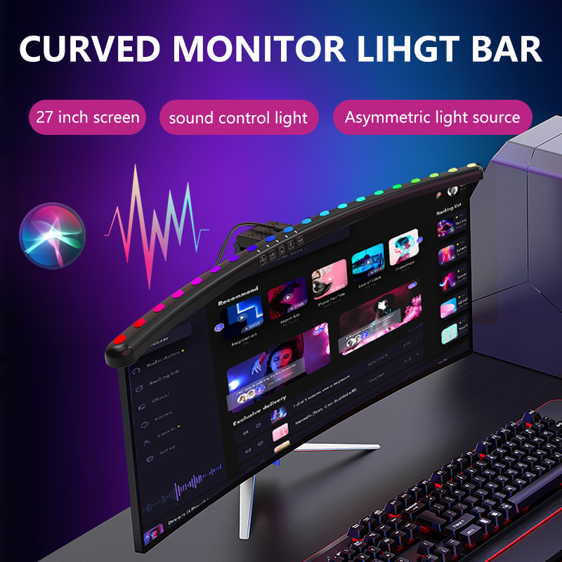 RGBライトバーモニター スマートWiFiルームデコレーショ - Desk Setup In Office のレビューと価格