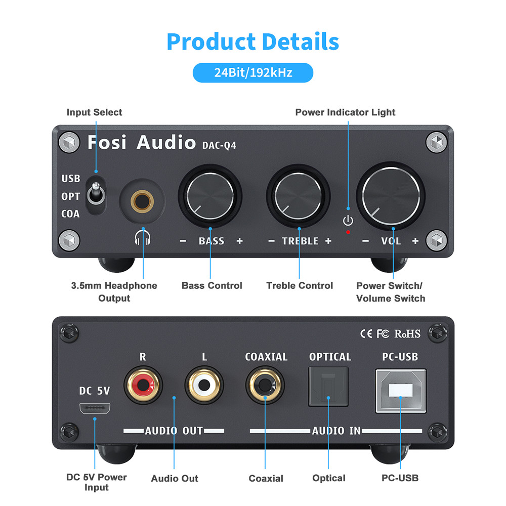 Fosi-オーディオコンバーター,家庭用およびオフィス用のU - Desk Setup Speakers のレビューと価格