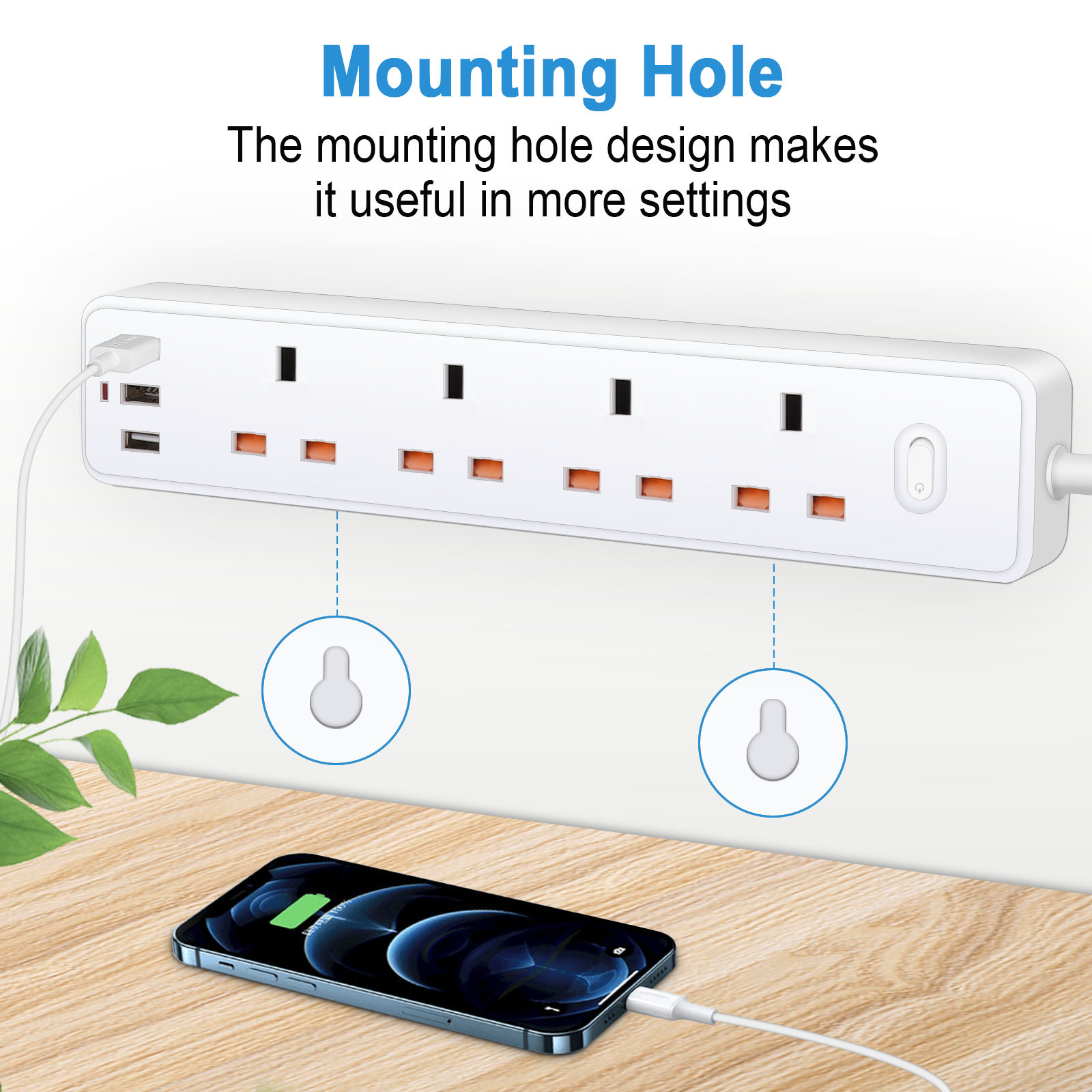 電源タップコンセント英国 MY SG 3USB TypeC  - Power Strip Flat のレビューと価格