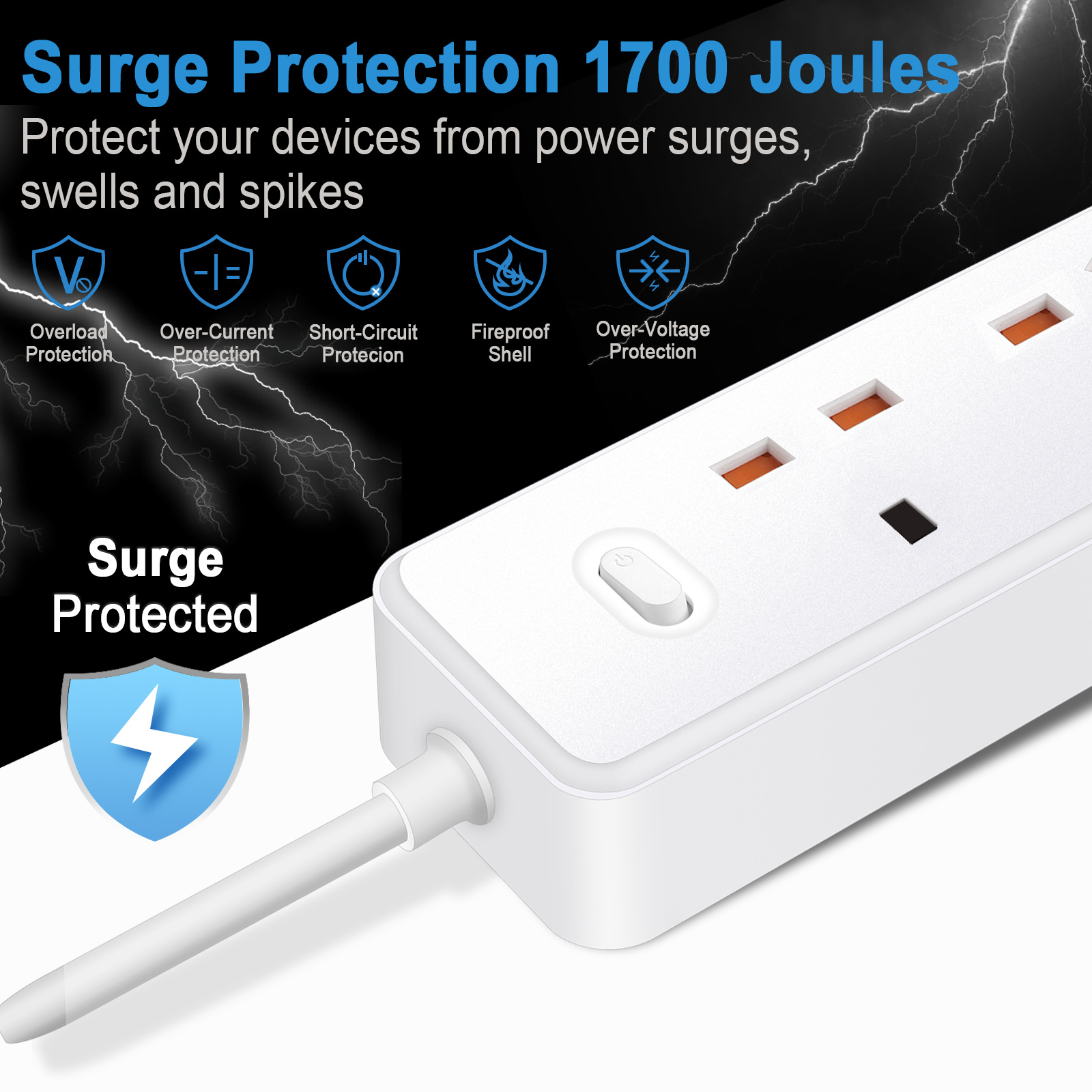 電源タップコンセント英国 MY SG 3USB TypeC  - Power Strip Flat のレビューと価格