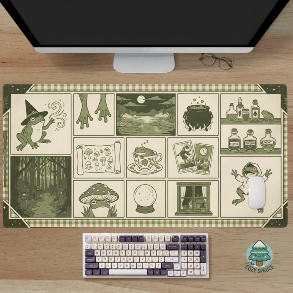 Witchy Frog Apothecary デスクマット、 - Desk Setup Aesthetic のレビューと価格
