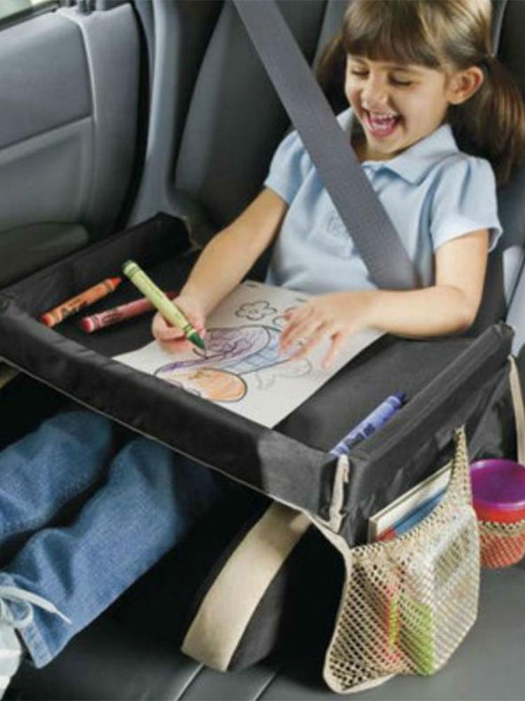子供用カーシートトレイ 折りたたみ式 複数ポケット 防水カー - Desk Setup Girl のレビューと価格