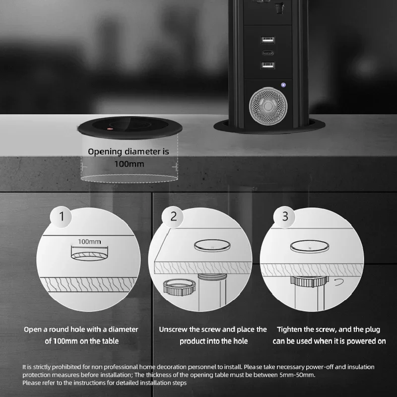 電動ポップアップタワーソケットワイヤレス充電器自動電源プラグ - Desk Setup Speakers のレビューと価格