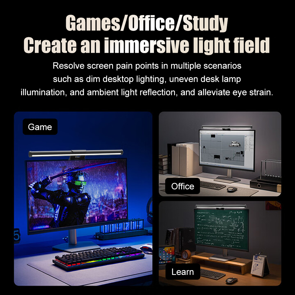 セットアップ調光モニターライトバー LED スクリーン吊り下 - Desk Setup For Studying のレビューと価格