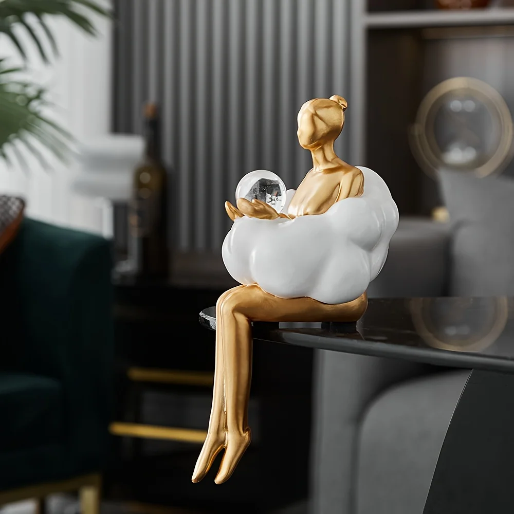 クラウドガール彫刻抽象アートフィギュア像モダンなテーブル装飾 - Desk Setup Girl のレビューと価格