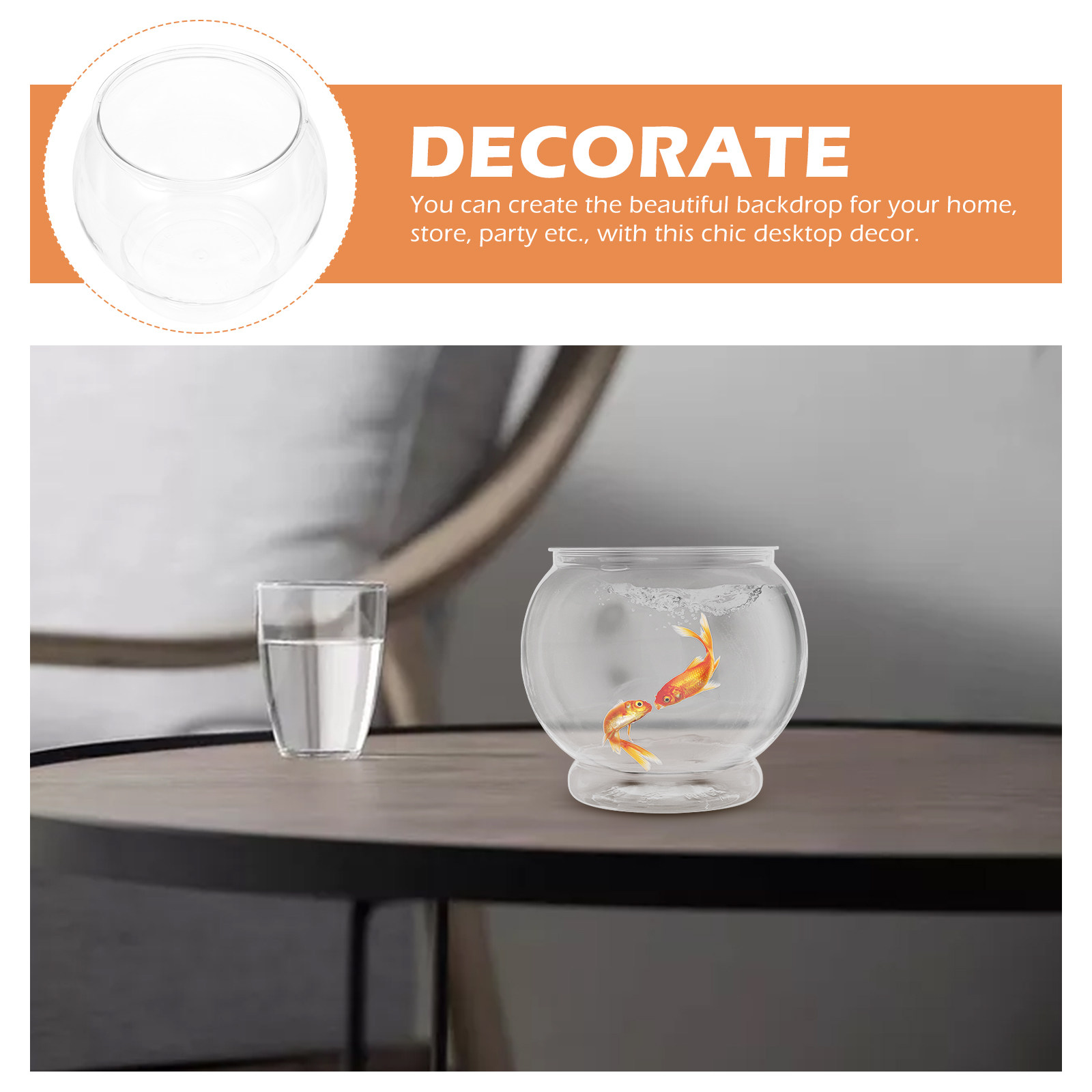 小型丸型プラスチック製魚鉢、卓上水槽、透明なアクアリウム、デ - Desk Setup Small のレビューと価格