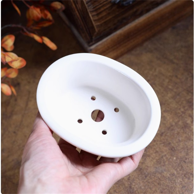 磁器白楕円形盆栽ポット、ミニポット、ラウンド、小さな花瓶、寮 - Plant Pot Small Desk のレビューと価格