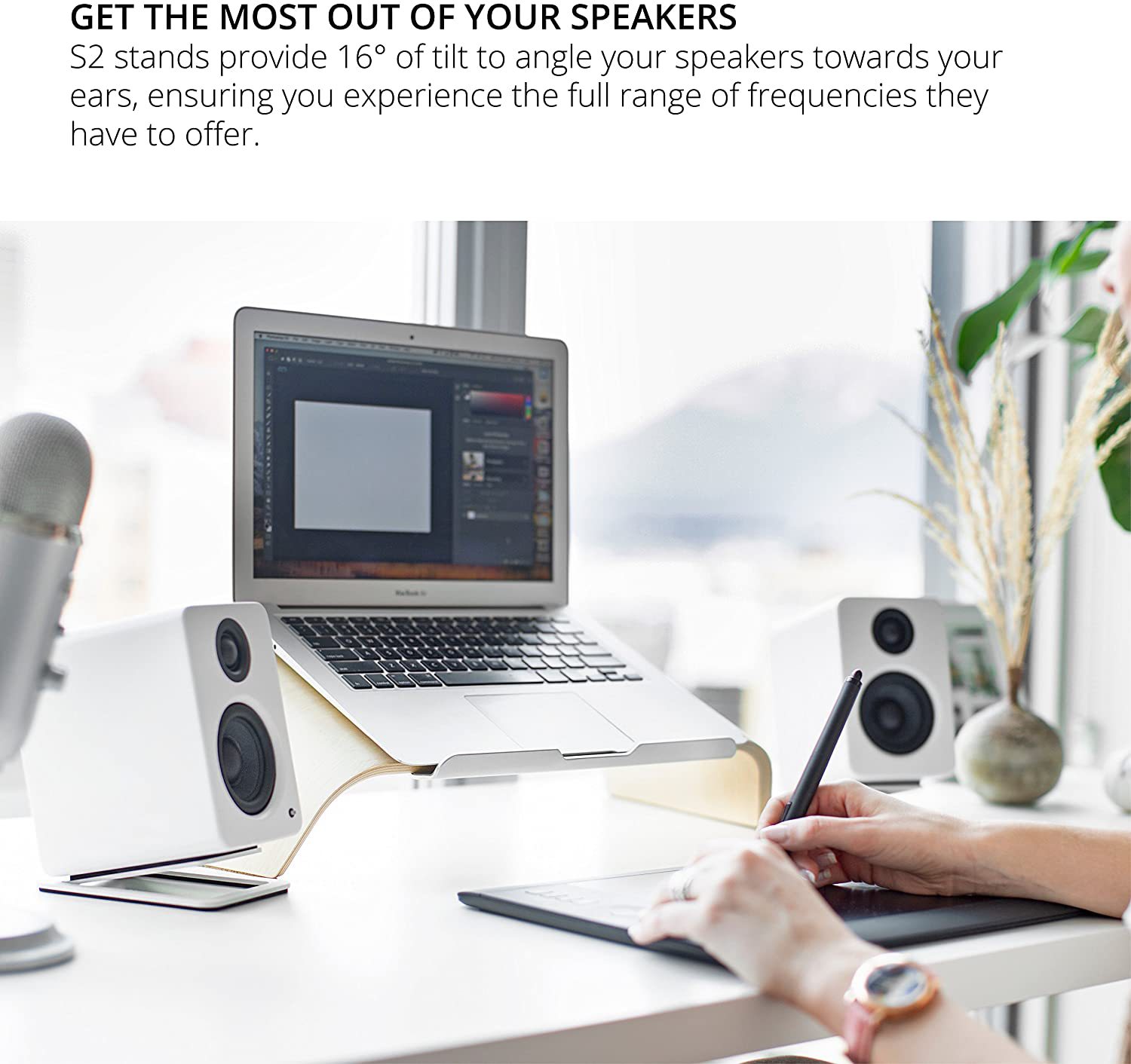 デスクトップスピーカースタンド、ミディアムブックシェルフスピ - Desk Setup With Speakers のレビューと価格