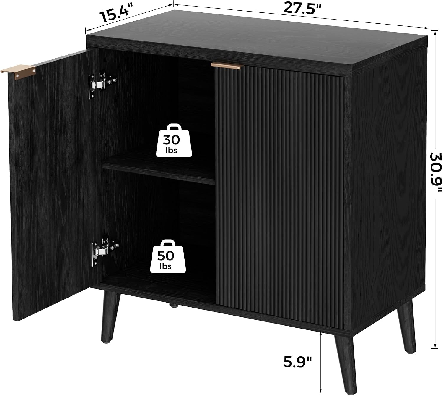 溝付きビュッフェキャビネット 収納付き モダンなサイドボード - Desk Setup Modern のレビューと価格