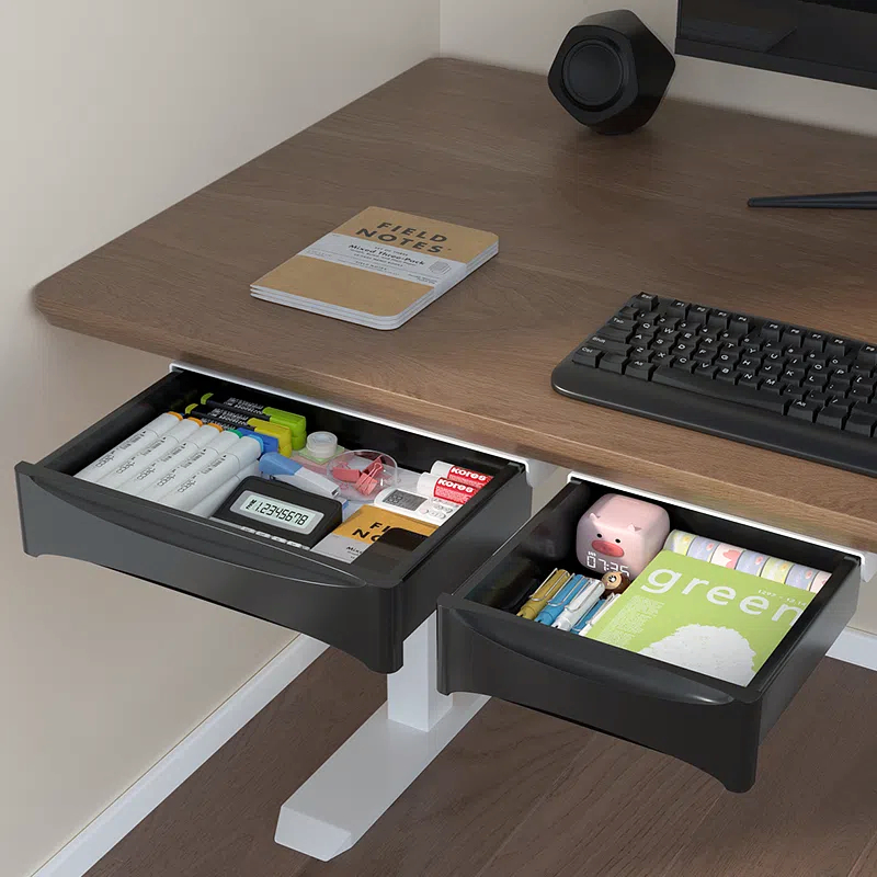 モバイル台座、隠し引き出し、ケーブル管理を備えた小型のデスク - Desk Setup Small のレビューと価格