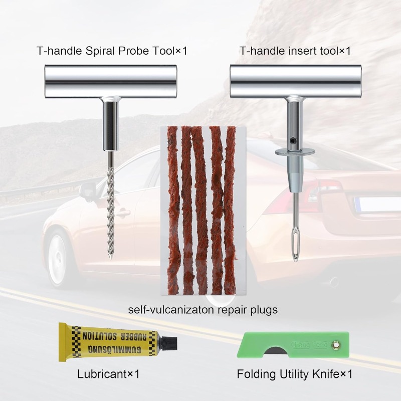 1セット タイヤ修理キット プラグ付き ヘビーデューティー  - Power Strip Flat のレビューと価格