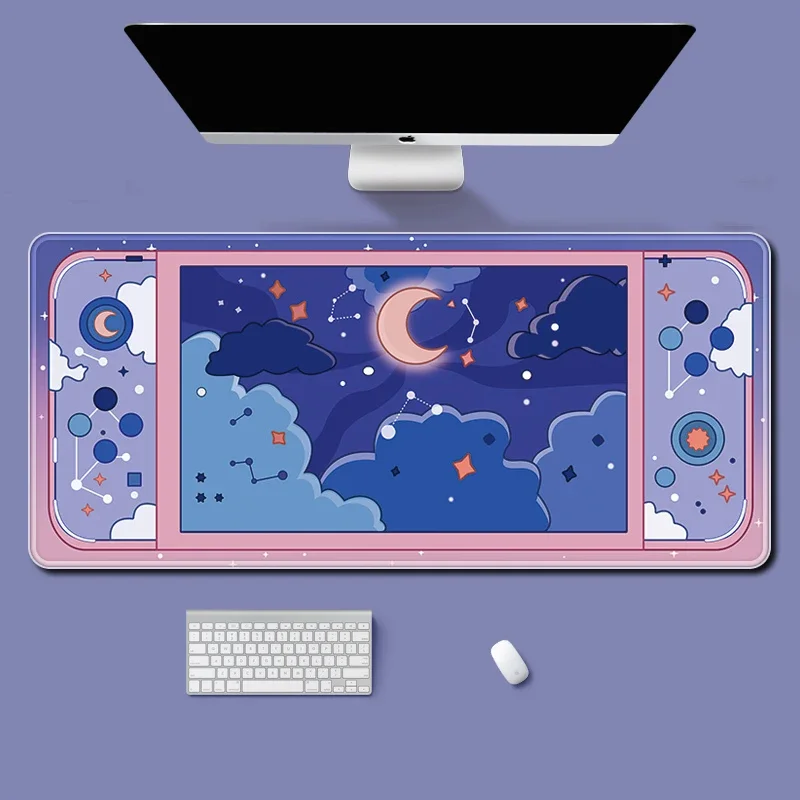 月と星大型デスクマットかわいい美的マウスパッドかわいいスカイ - Desk Setup Aesthetic のレビューと価格