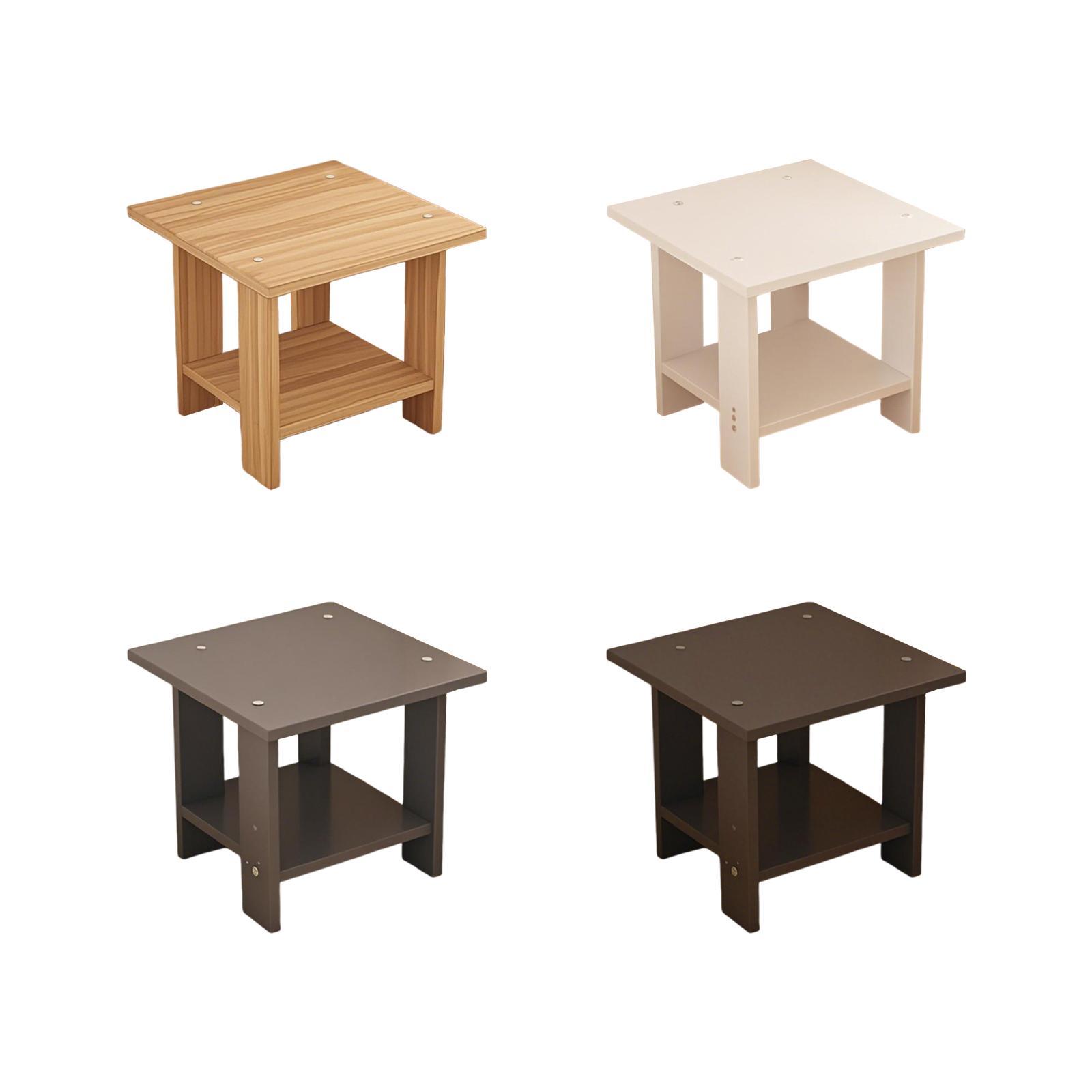 木製二層サイドテーブル多機能頑丈モダン軽量ランプ電話用ラップ - Desk Setup Wood のレビューと価格