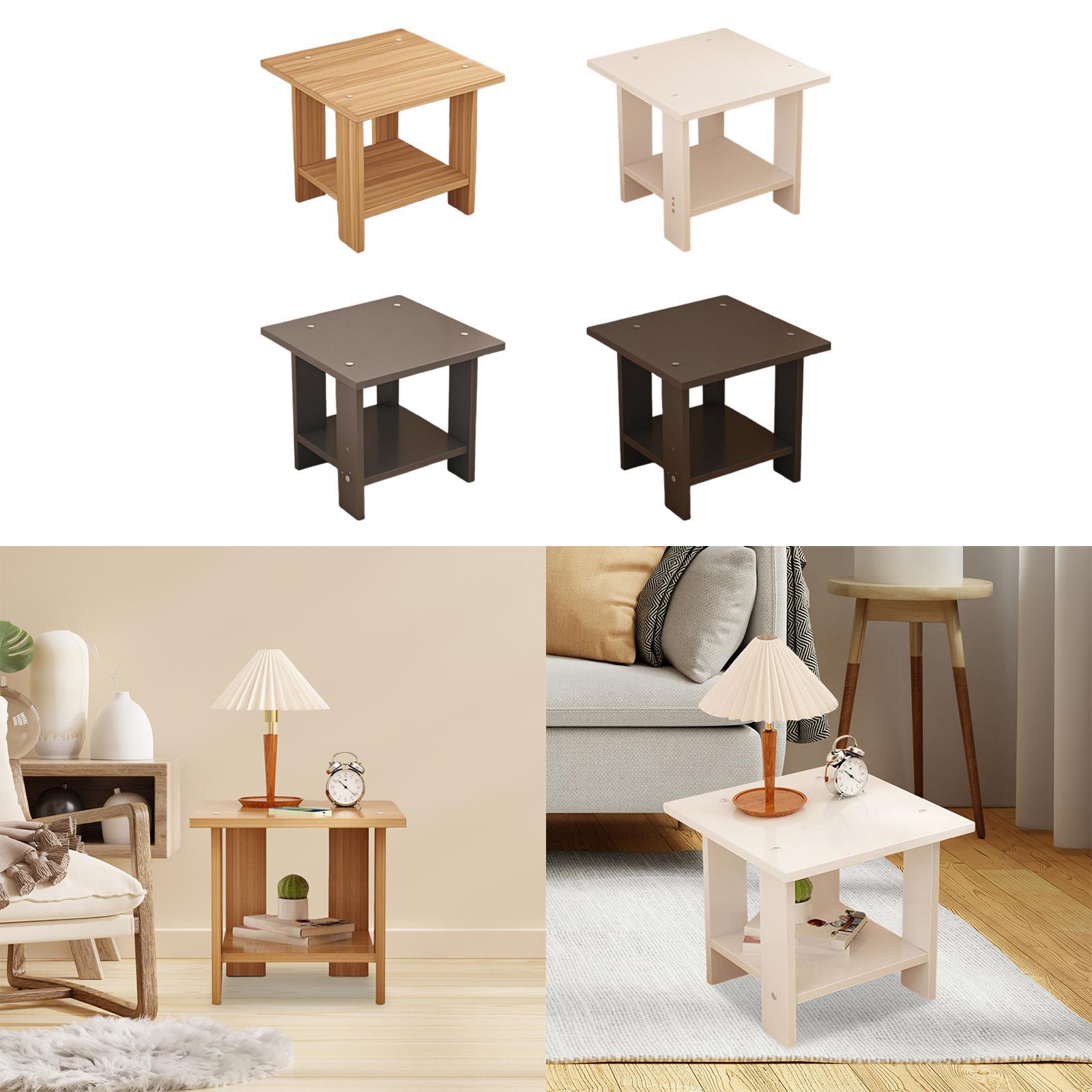 木製二層サイドテーブル多機能頑丈モダン軽量ランプ電話用ラップ - Desk Setup Wood のレビューと価格