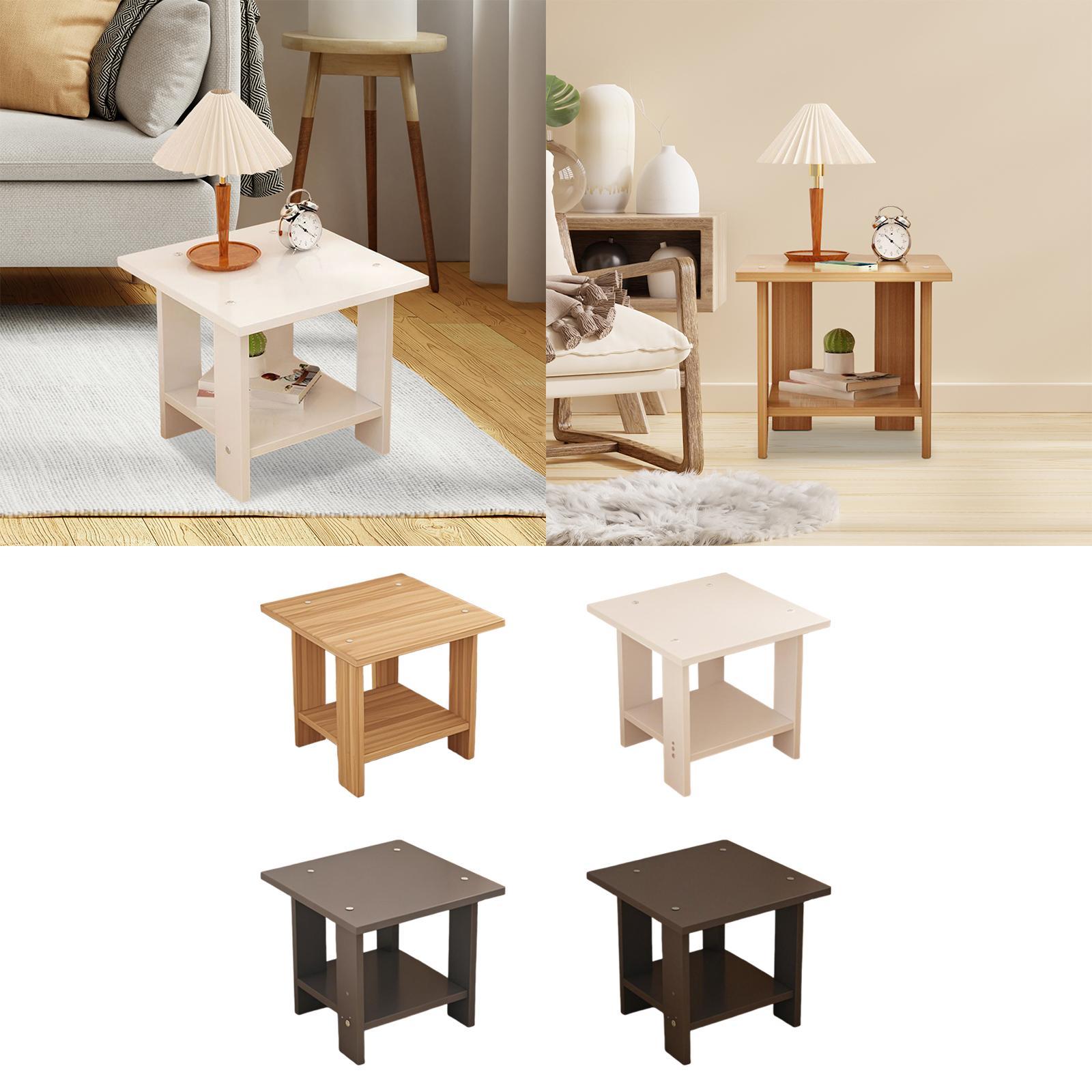 木製二層サイドテーブル多機能頑丈モダン軽量ランプ電話用ラップ - Desk Setup Wood のレビューと価格