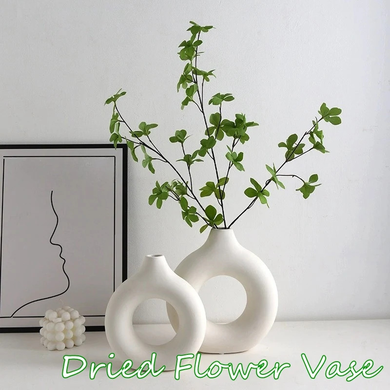 クリエイティブなドーナツ型の花瓶、北欧スタイルのプラスチック - Desk Setup Minimalist のレビューと価格