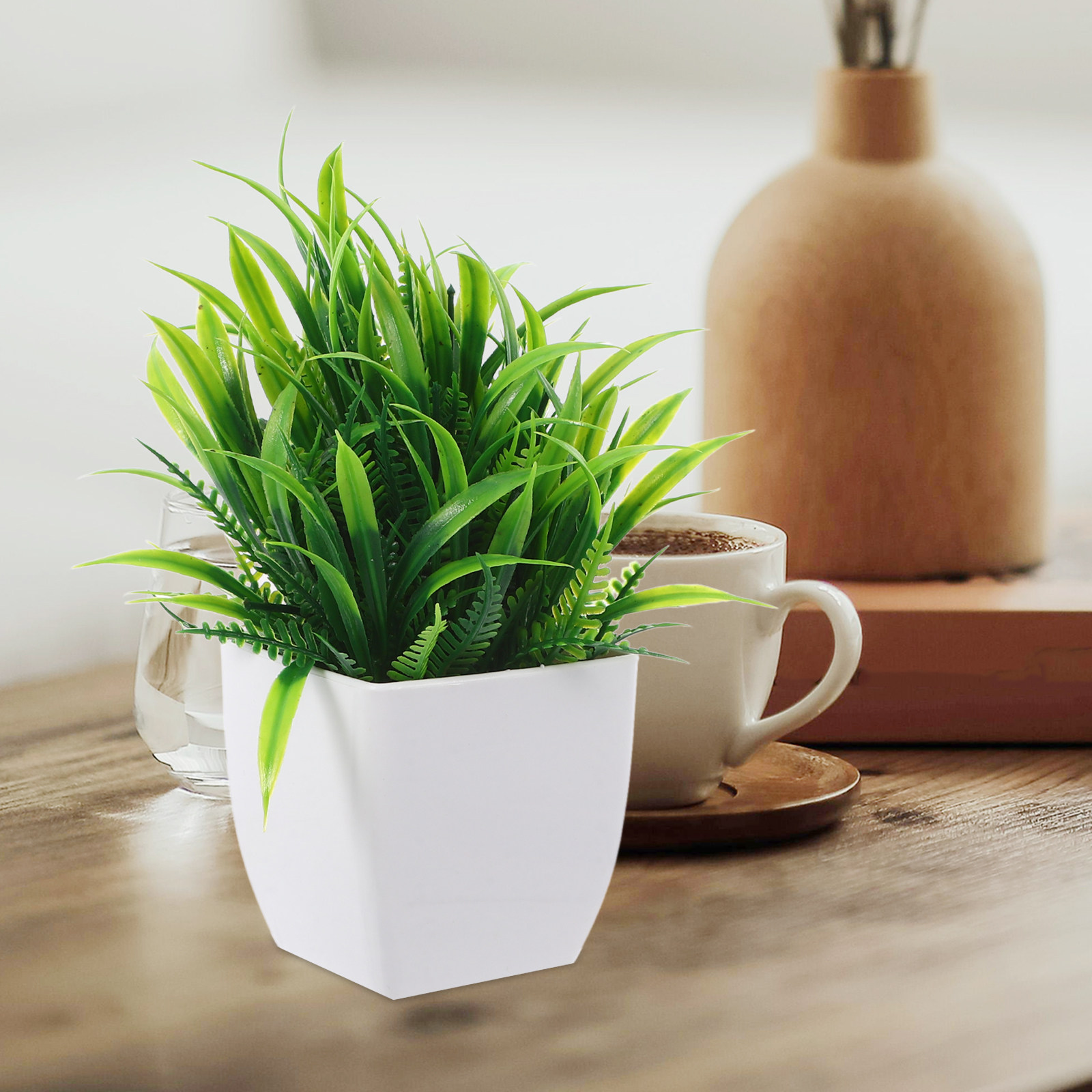 3 個の小さな偽植物ミニ人工鉢植え植物ホームオフィスデスクア - Plant Pot Small Desk のレビューと価格