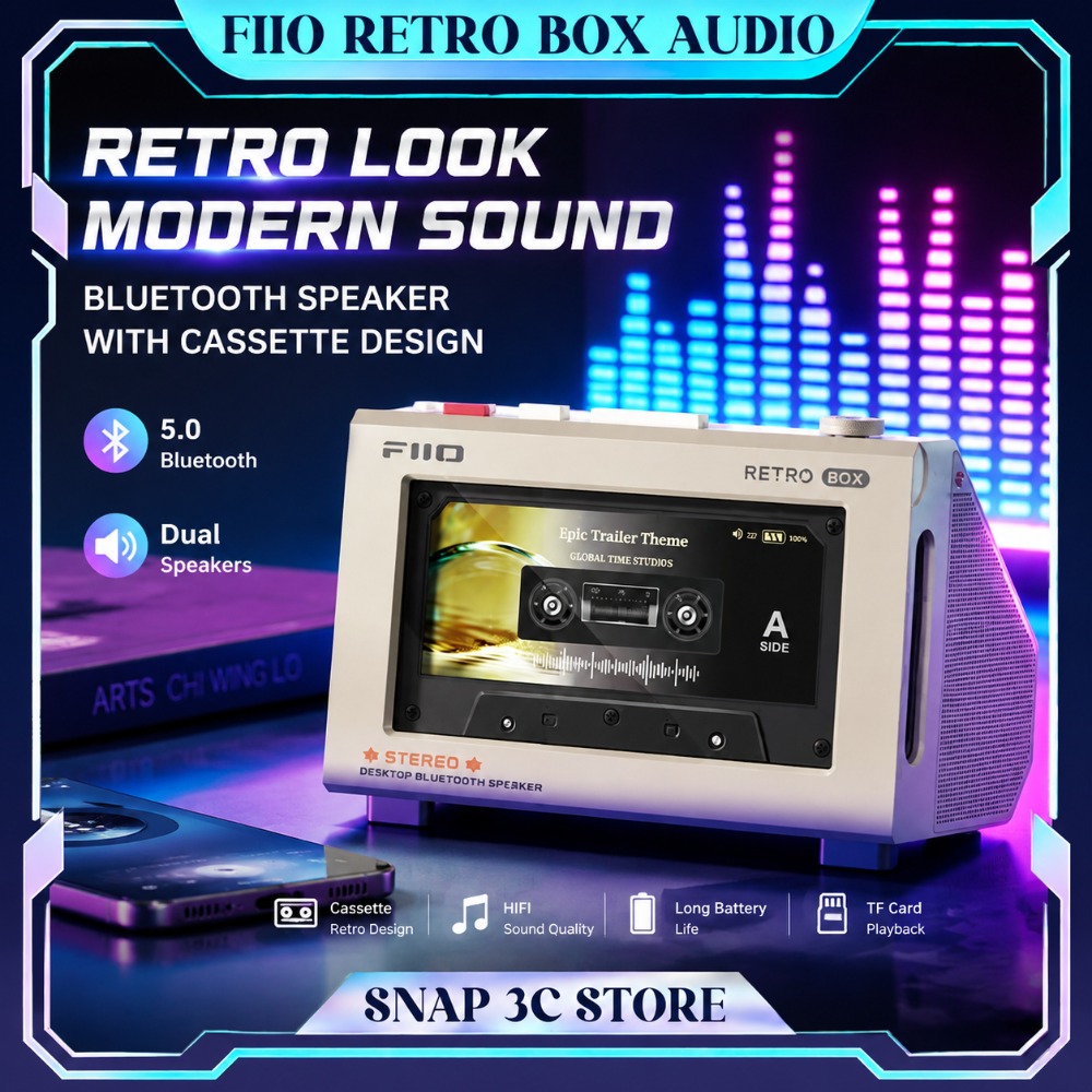 FiiO RETRO BOX カセットスタイル Blueto - Desk Setup With Speakers のレビューと価格