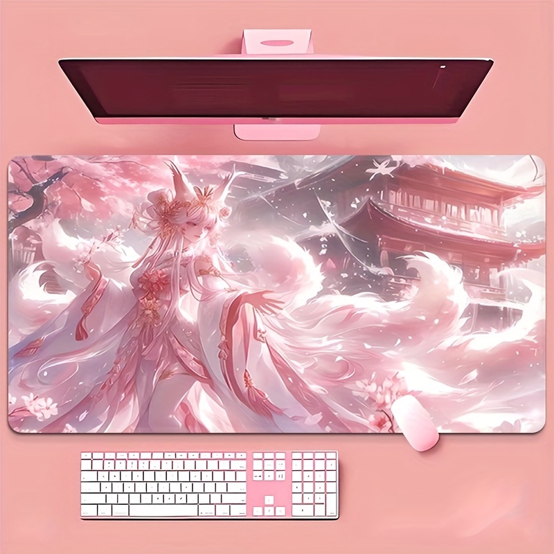アニメ狐娘デスクマット、エーテルピンクの美しいデザインで魔法 - Desk Setup Aesthetic のレビューと価格