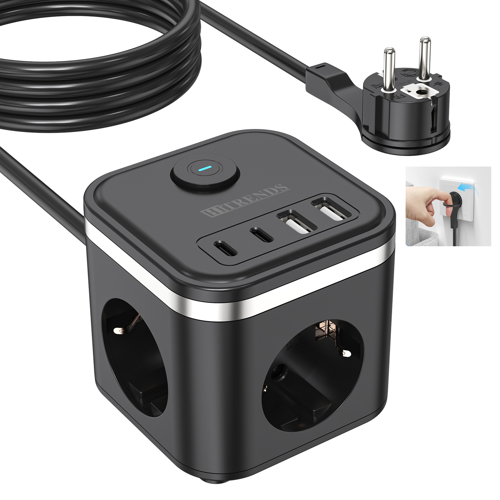 3680W EU フラットプラグ電源タップキューブ AC コ - Power Strip Flat のレビューと価格