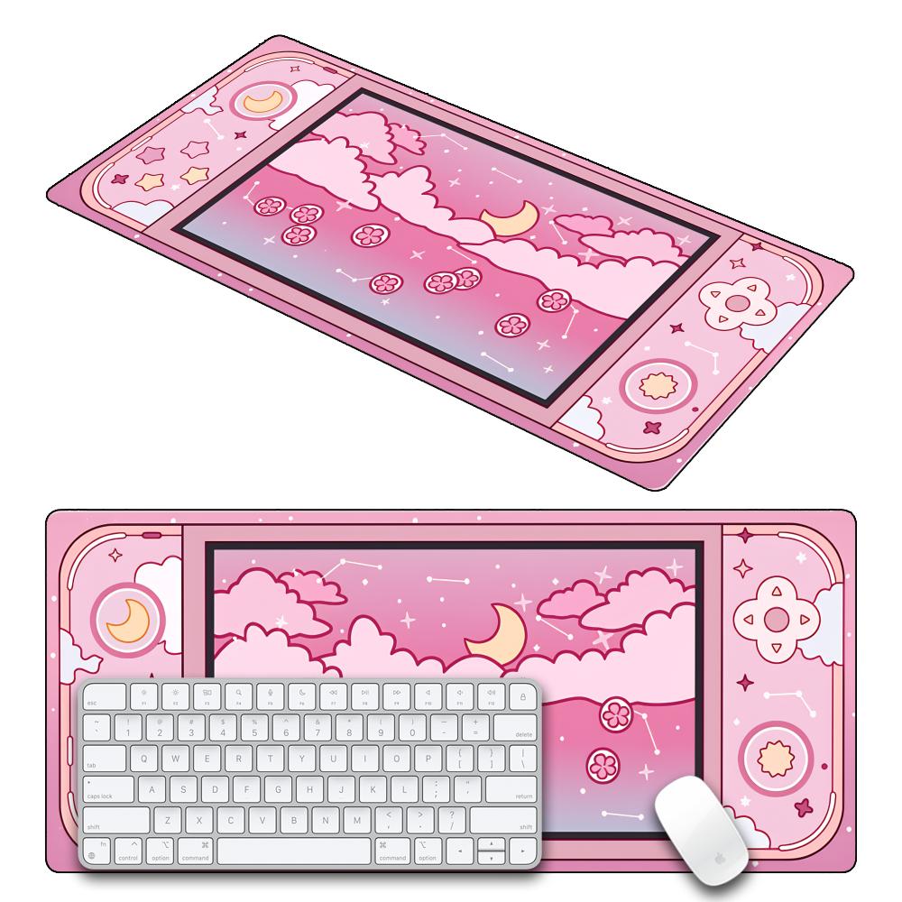 HYBXAXC 月と星の大型デスクマット かわいい美的マウス - Desk Setup Aesthetic のレビューと価格