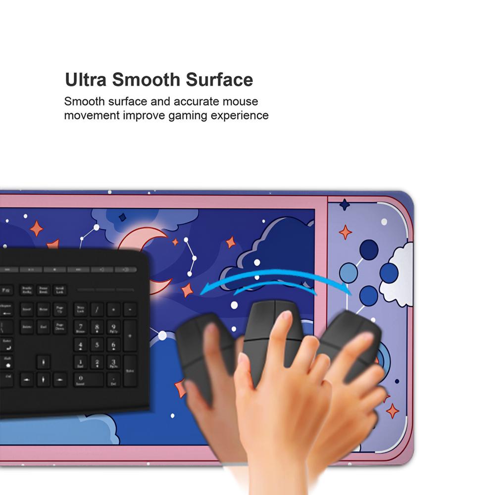 HYBXAXC 月と星の大型デスクマット かわいい美的マウス - Desk Setup Aesthetic のレビューと価格