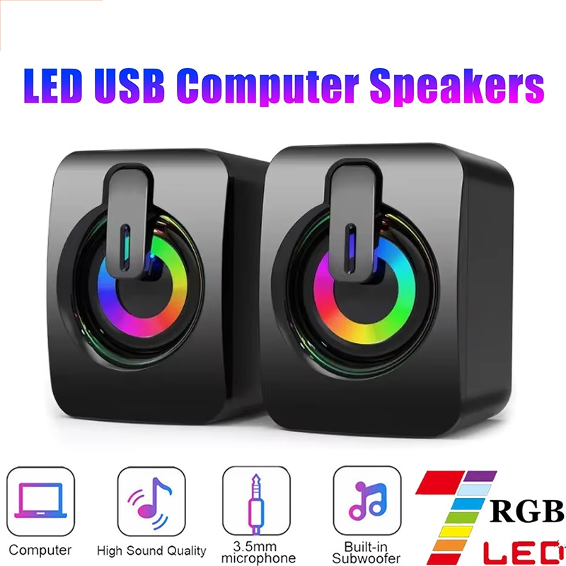 コンピュータスピーカー HiFi ステレオマイクオーディオ  - Desk Setup Speakers のレビューと価格