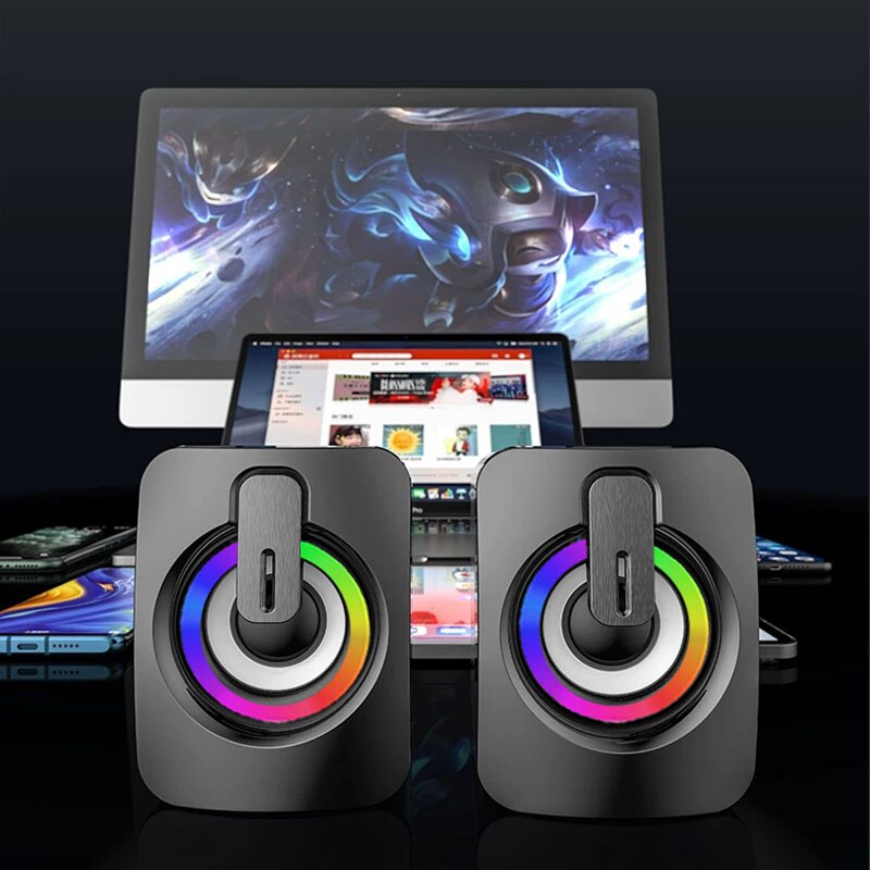 コンピュータスピーカー HiFi ステレオマイクオーディオ  - Desk Setup Speakers のレビューと価格