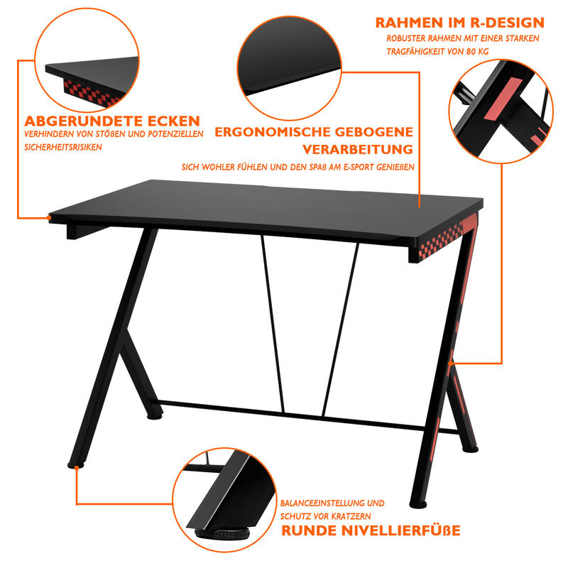 モダンな人間工学に基づいたコンピューターデスク、金属フレーム - Desk Setup Small のレビューと価格