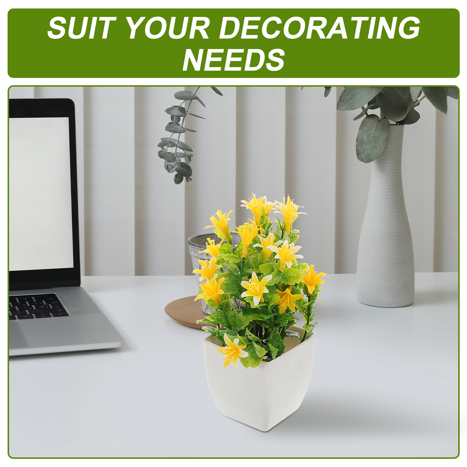 6個入りリアルなフェイク鉢植え植物、リビングルーム、ダイニン - Plant Pot Small Desk のレビューと価格