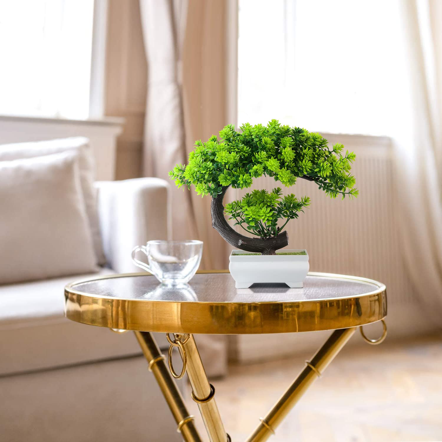 Uflower 小さな人工植物 緑の葉 プラスチック鉢植え盆 - Plant Pot Small Desk のレビューと価格