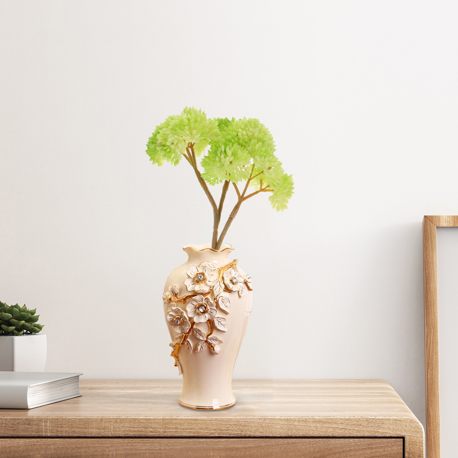 リアルな小型の緑の人工多肉植物、鉢なしのフェイク多肉植物の茎 - Desk Setup Small のレビューと価格