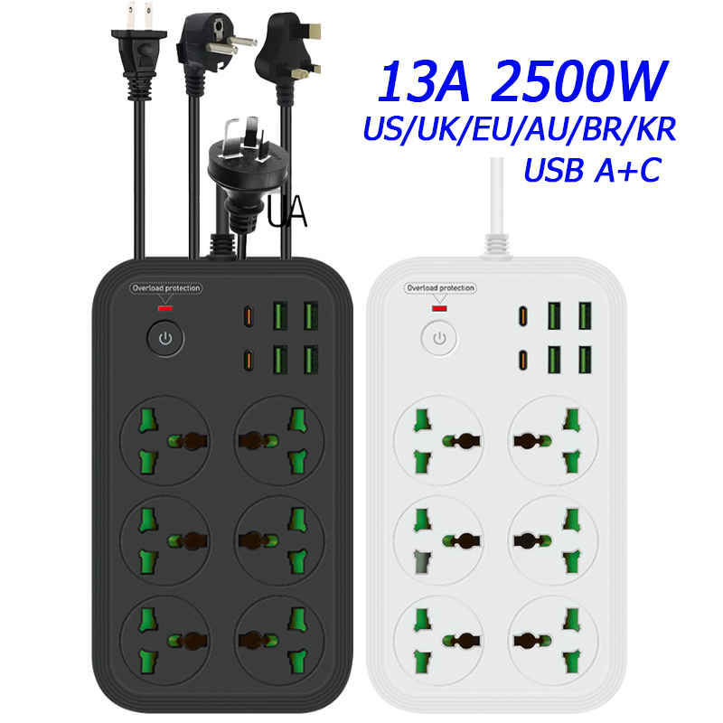 13A ユニバーサル電源タップソケットコンセント延長ケーブル - Power Strip Flat のレビューと価格