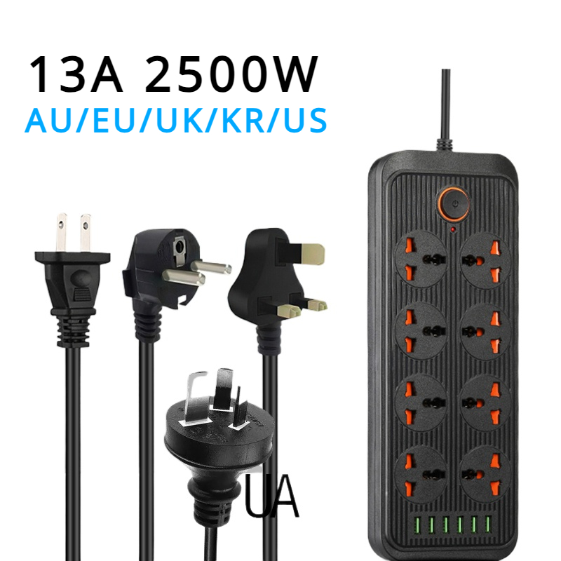 13A ユニバーサル電源タップソケットコンセント延長ケーブル - Power Strip Flat のレビューと価格