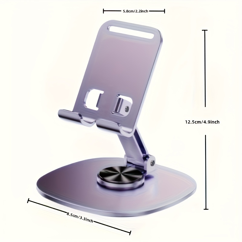 頑丈な金属製折りたたみ式スマホスタンド、360度回転 °   - Desk Setup Gear のレビューと価格