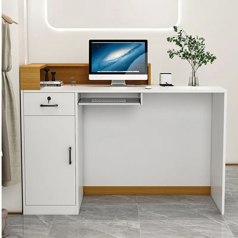 木製ホテル受付デスク モダンオフィスフロントカウンター サイ - Desk Setup Modern のレビューと価格