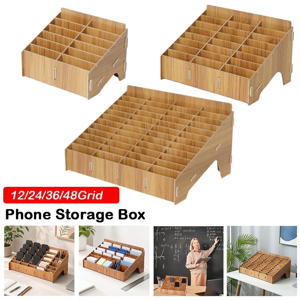 12/24/36/48グリッド電話収納ボックス木製マルチグリ - Desk Setup Wood のレビューと価格